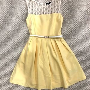 yellow skater dress with belt
